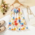 thumbnail image 2 of Rggeeun Toddler Girls Sleeveless V-Neck Holiday Party Floral Prints Dress Dance Party Princess Comfort Casual Sundress, 2 of 6