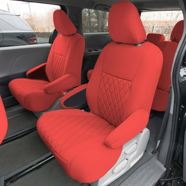 For Toyota Sienna 2011-2020 FH Group Neoprene Waterproof Custom Fit Car Seat Covers - 2nd Row Solid Red