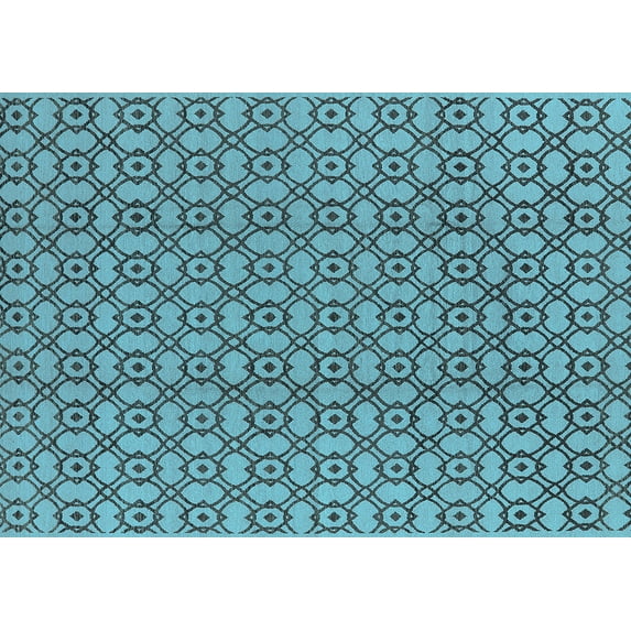 Ahgly Company Indoor Rectangle Oriental Light Blue Industrial Area Rugs, 7' x 10'