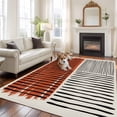 thumbnail image 2 of Large Area Rugs for Living Room Bedroom, Brown Striped 5'x8' Rug Washable Carpet Runner Indoor Outdoor, Farmhouse Stripes Modern Abstract Art Non Slip Floor Mats Rug for Kitchen, Bathroom, 2 of 8