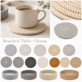 thumbnail image 2 of Woven Coasters For Drinks 7.1 Inch 5 Pack Khaki Round Heat Resistant Cup Mats With Storage Basket For Home Kitchen Tabletop Protection, 2 of 7