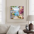 thumbnail image 2 of Wall Art Prints, Summer City Framed Canvas Prints for Bedroom Living Room Bathroom Office, Farmhouse Romantic Ocean Beach Ship House Gallery Wrap Wall Art Poster for Gifts Home Decor 20"x20", 2 of 9
