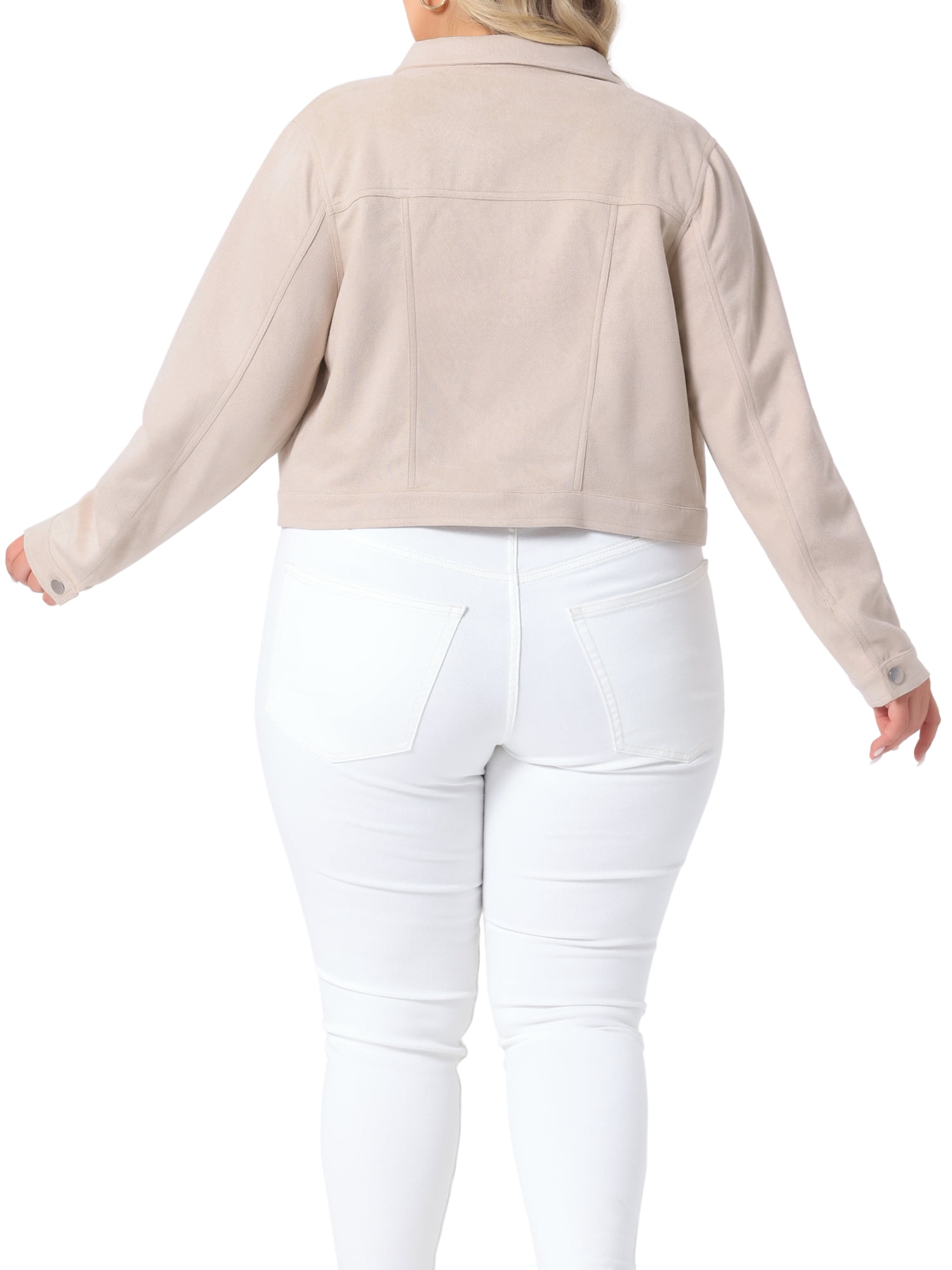 DARING DIVA Women's Plus Suede Vintage Moto Biker Classic Crop Faux Leather 4X Apricot