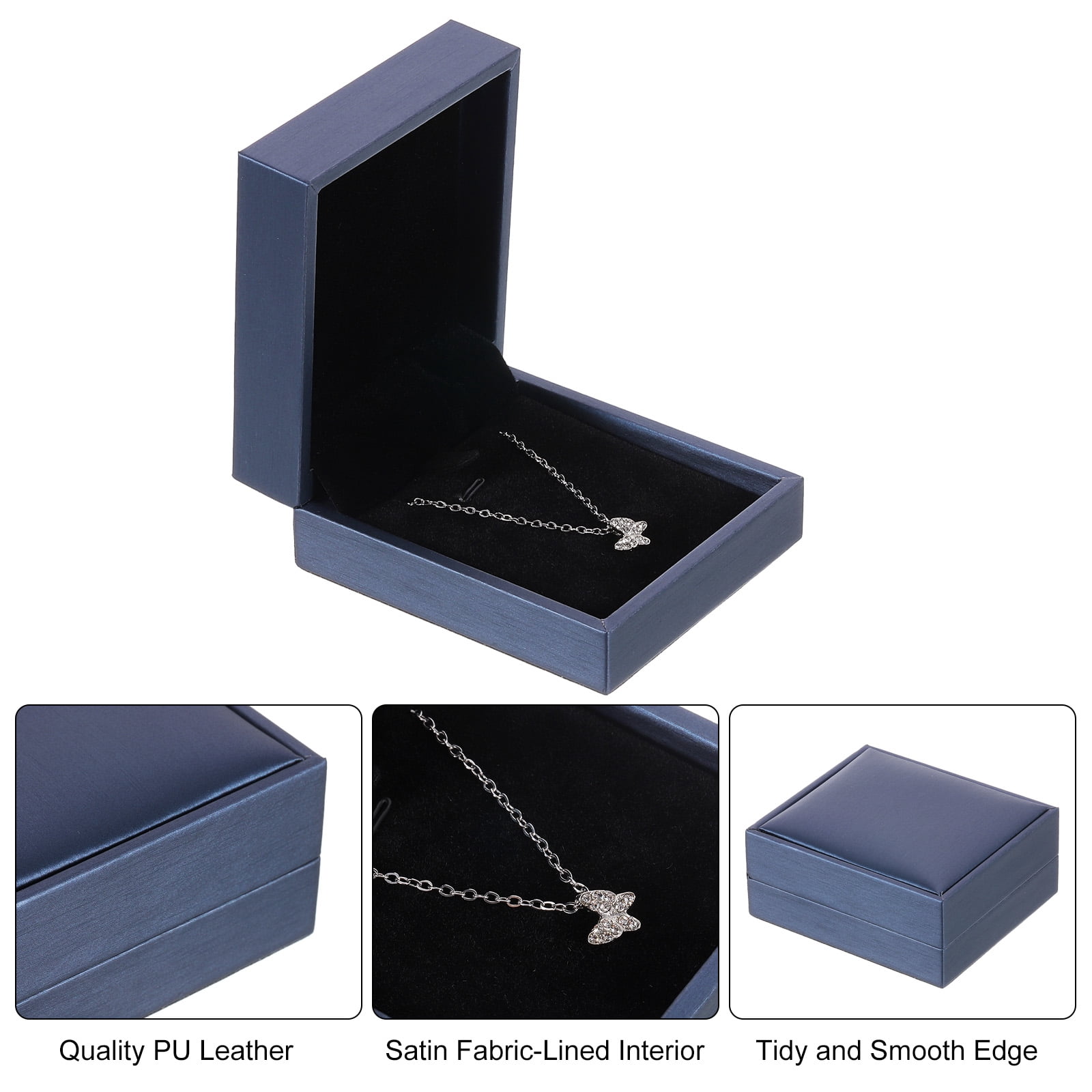 Unique Bargains Leather Jewelry Pendant Box for Vintage Storage and Gifts Blue