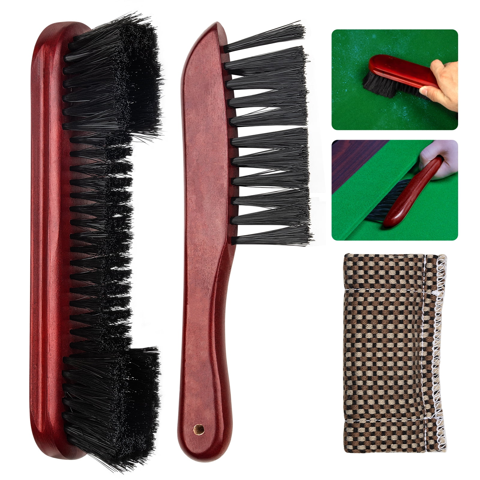 Adhafera Pool Table Brush Set with 3 Tools, Brushes Made of Pure Solid