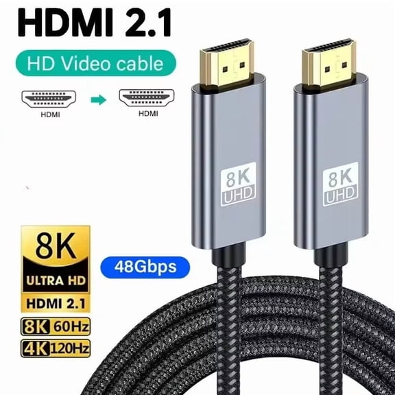 HDMI 2.1 Adapter Cable For TV Box Monitor PS4 Laptop Video Cord High Speed HDR UHD 8K 60HZ 4K 120HZ 1M 2M 3M 5M 7M Video Cable