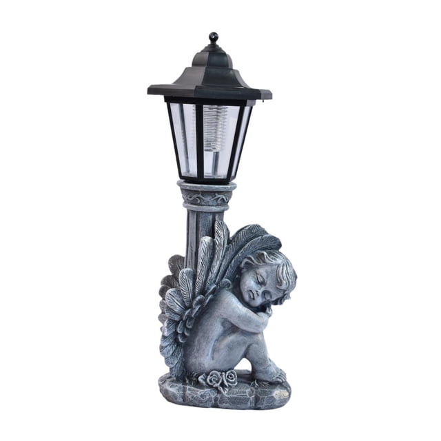 Estatua de Ángel con Luces Lámpara Solar de Ángel Figura Decorativa Escultura de Resina Resistente Ornamento Fácil de Usar Adecuada para Jardín Regalo Ángel derecho