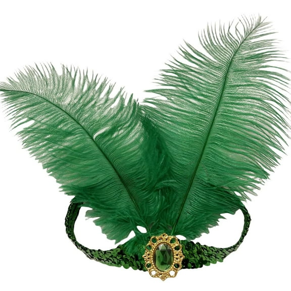 Christmas Day Cocktail for Women Sequins Feather Headpiece Headband 192ts Headwear Green