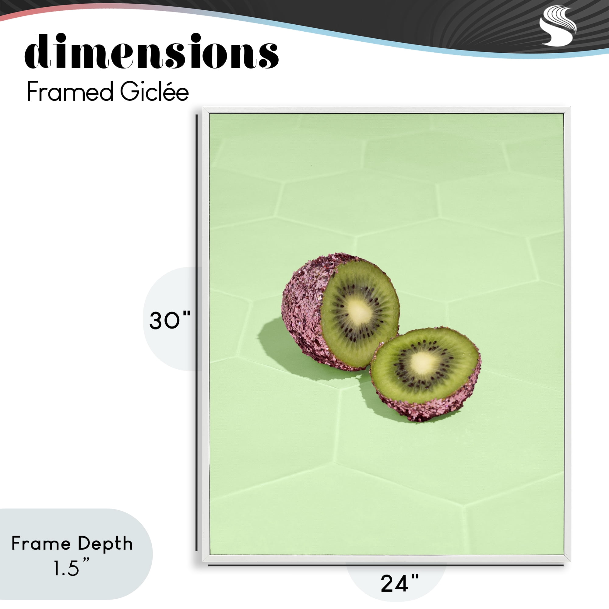 Stupell Industries Green Glimmer Kiwi White Framed Giclee Art, design by LISH Creative