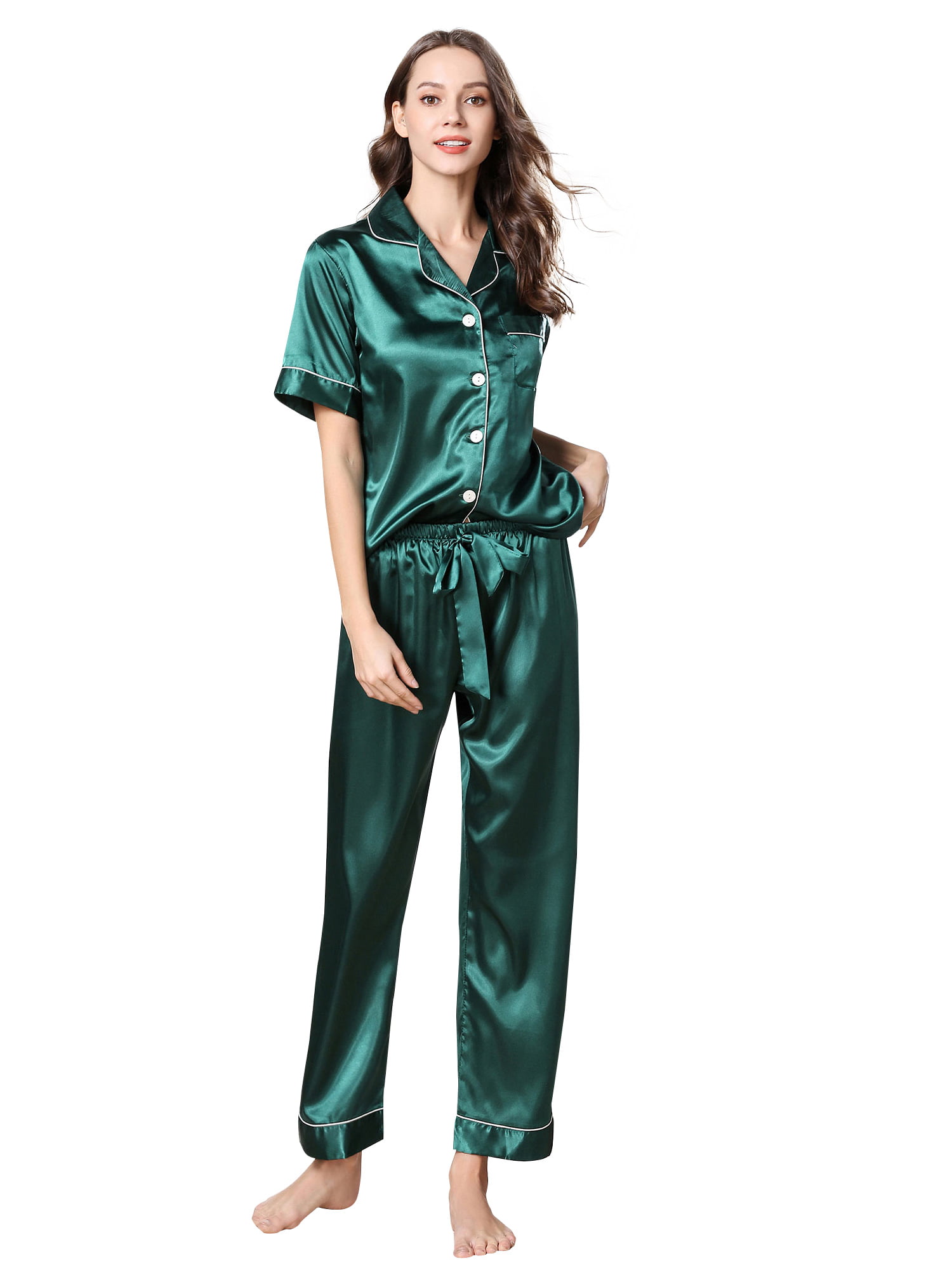 Selfieee - Selfieee Women's Pajamas Set Short Sleeve Sleepwear Button ...