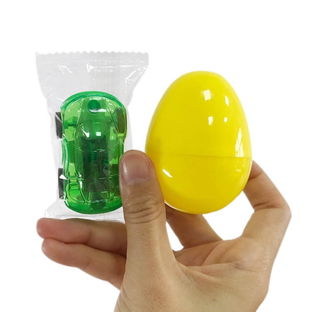 Huevos de Pascua rellenos de 20 piezas con coches de juguete, huevos de Pascua coloridos y brillantes, precargados con varios vehículos extraíbles