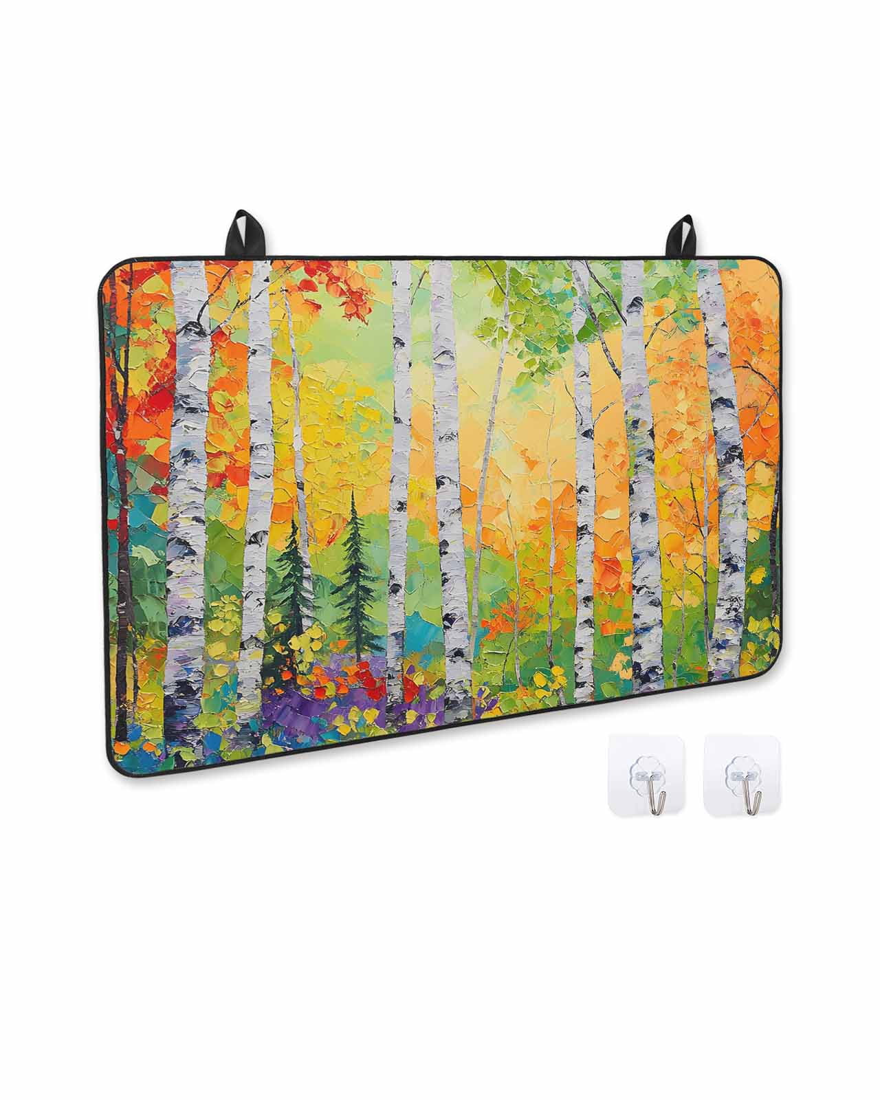 nqOlkjepod Large Induction Cooktop Protector Mat 24"x21", Modern Oil Painting Stove Top Covers for Electric Stove, Summer Tree Botanical Pink Green Stove Burner Cover Mats, Glass Top Stove Cover