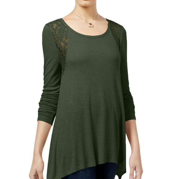 Hippie Rose Womens Tunic Pullover Blouse, Green, Juniors, Large