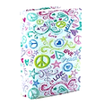 thumbnail image 6 of Jumbo Stretchable Book Cover Set of 6 Assorted Prints Dots, Peace Love, Paint Splatter, Circles, Pink Camouflage, Flamingo, Washable Reusable Fabric Book Covers for Large Books 9"x11" inches & up, 6 of 10