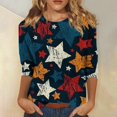 thumbnail image 2 of WEANT Womens Summer Tops July 4th Casual Independence Day Crew Neck 3/4 Sleeve Ladies Blouses Dressy Tshirts Pretty Star-Spangled Outfits for Women Black S, 2 of 5