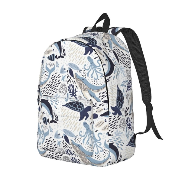 Easygdp Sea Animal Mochila de Lona Resistente para Laptop, Compatible con Laptops de 15 a 17 pulgadas, Ideal para Escuela, Trabajo y Viajes-Small