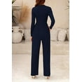 thumbnail image 3 of PRETTYGARDEN Womens Jumpsuit Dressy Casual Spring Fall Fashion One Piece Outfits Long Sleeve Mock Neck Wide Leg Pants Rompers, 3 of 8