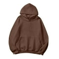 thumbnail image 4 of Likimi Womens Casual Hoodies Soft Warm Solid Color Long Sleeve Pullover With Pocket Fashion Autumn Winter Sweatshirt Size 2Xl Brown, 4 of 5