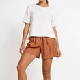 thumbnail image 2 of Guluxicc 2 Piece Women's Outfit Sets Basic T Shirt Matching Side Slit Shorts Eyelet Embroidery Casual Outfits for Spring and Summer, 2 of 5