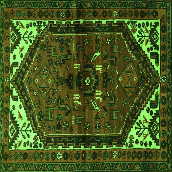 Ahgly Company Indoor Square Persian Green Traditional Area Rugs, 6' Square