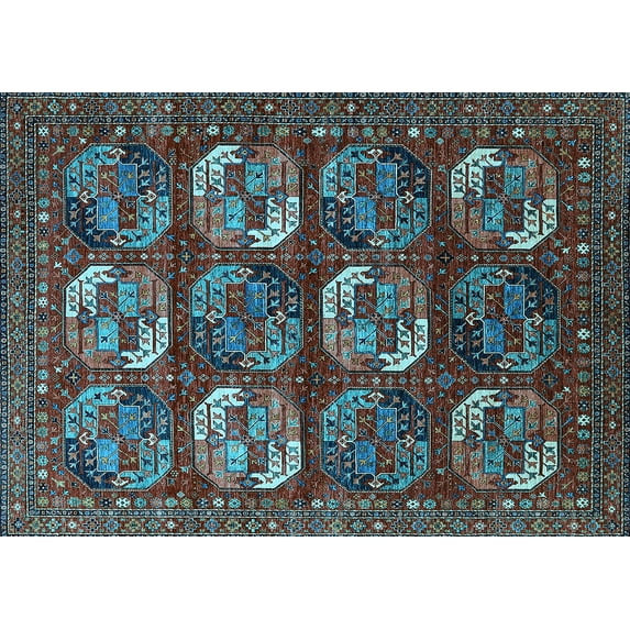 Ahgly Company Indoor Rectangle Oriental Light Blue Industrial Area Rugs, 5' x 7'