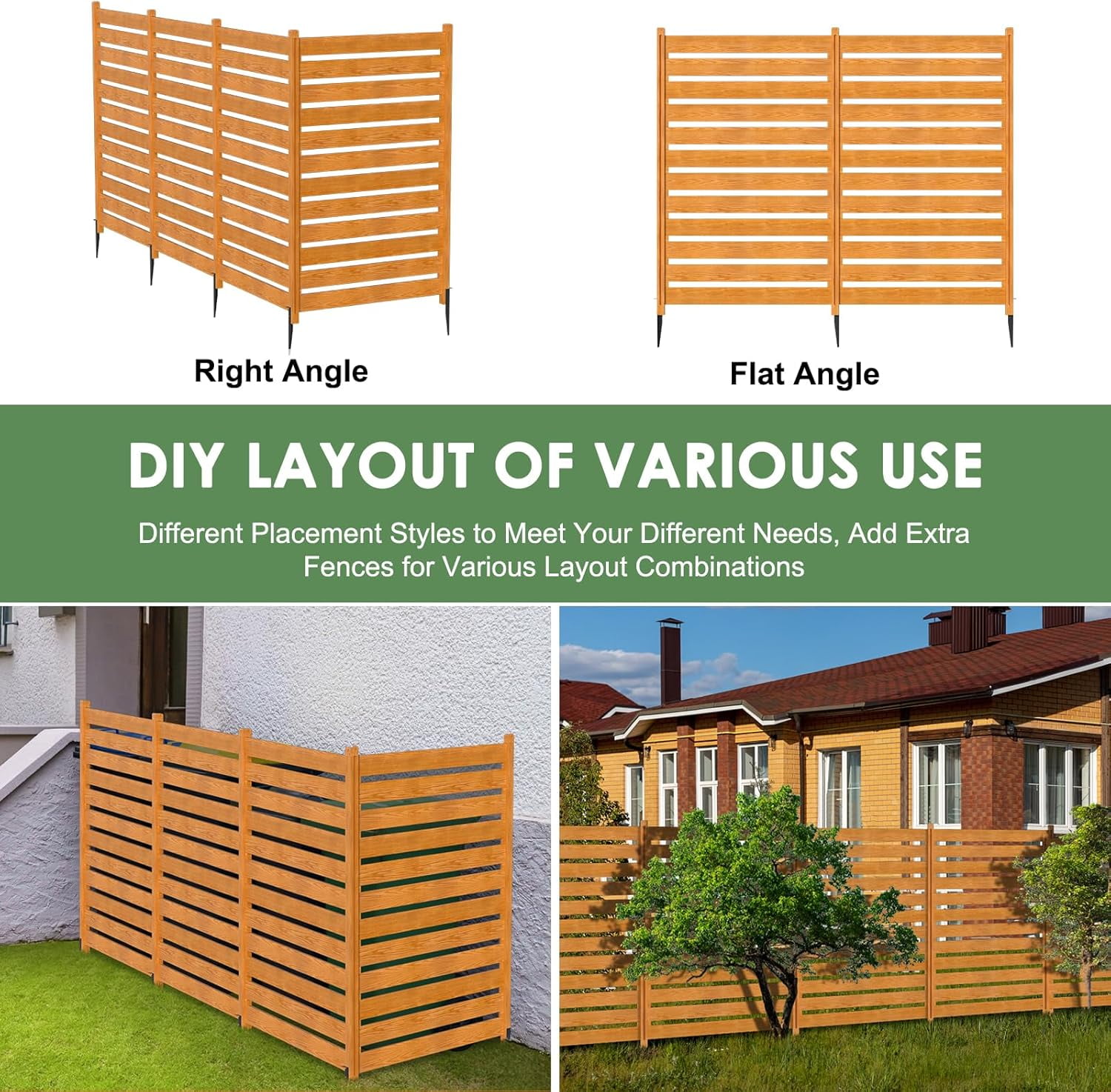 Outdoor Privacy Screen Privacy Fence Panels for Outside, 2 Panels 38"W X 60"H Wood Decorative Fence,Pool Equipment Enclosure, Patio Garden Fence Perfect to Enclose Trash Cans and Air Conditioner