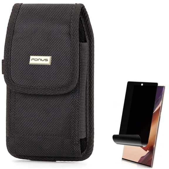 Privacy Screen Protector & Case Belt Clip for Samsung Galaxy Note 20 Ultra Phone - Combo with TPU Film Anti-Peep (Fingerprint Works) Anti-Spy & Rugged Holster Canvas Cover