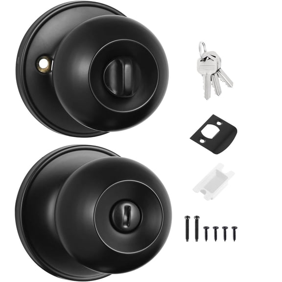 IRuiYinGo Keyed Eentry Door Knob with Lock and Key, Privacy Front Exterior Interior Door Locks Set Matte Black