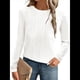 thumbnail image 3 of Camisetas de Larga para Mujer, Blusa Informal Holgada de Punto Acanalado con Cuello Redondo, Jersey de Moda para Otoño. L, 3 of 7