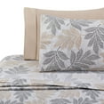 thumbnail image 3 of Marina Decoration Ultra Soft Silky Zipper Rich Printed Rayon from Bamboo All Season Duvet Cover Set with Pillowcases, Taupe Grey Leaves Pattern, 3 of 7