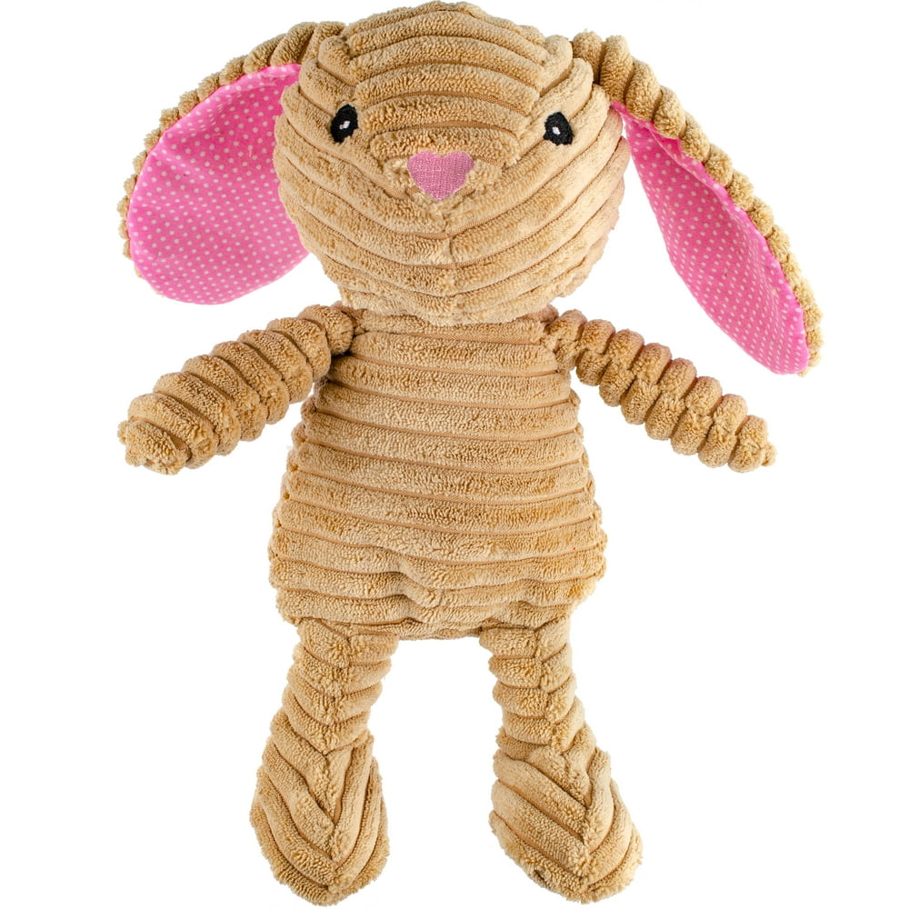 9" Corduroy Rabbit Plush Dog Toy w/ Squeaker & Crinkle Tan Walmart