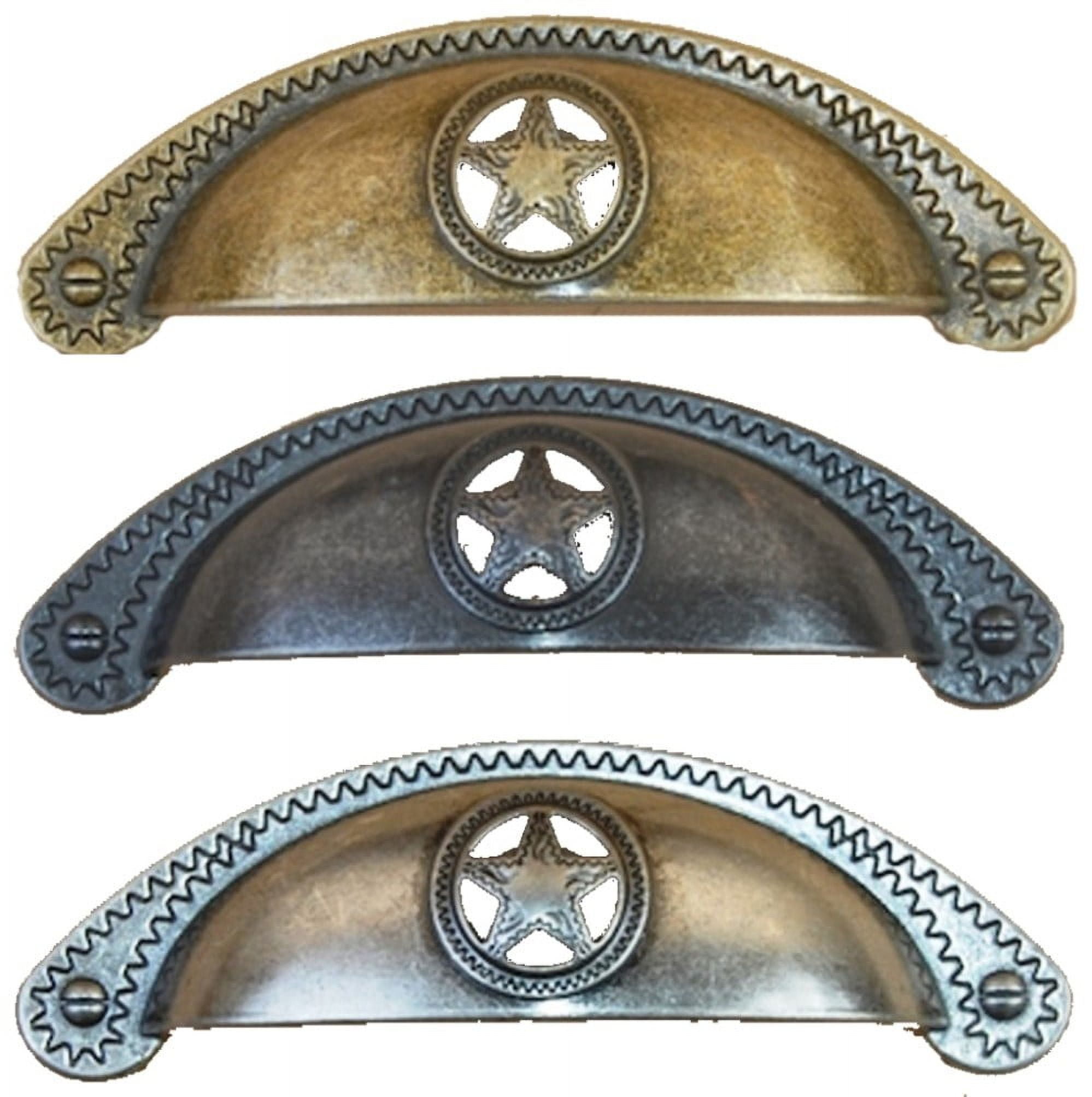 Set of 6 Star with Rope Drawer Cabinet Pull or Knob in Antique Brass