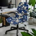 thumbnail image 2 of FKELYI Blue Floral Print Office Chair Cover Rotating Swivel Chair Slipcover for Armchair Washable Gaming Chair Covers Protective Cover for Home Decor, Large, 2 of 6