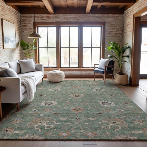 Addison Rugs Mayfield Premium Machine Washable Traditional Global Cactus Rectangle Rug, 10' x 14'