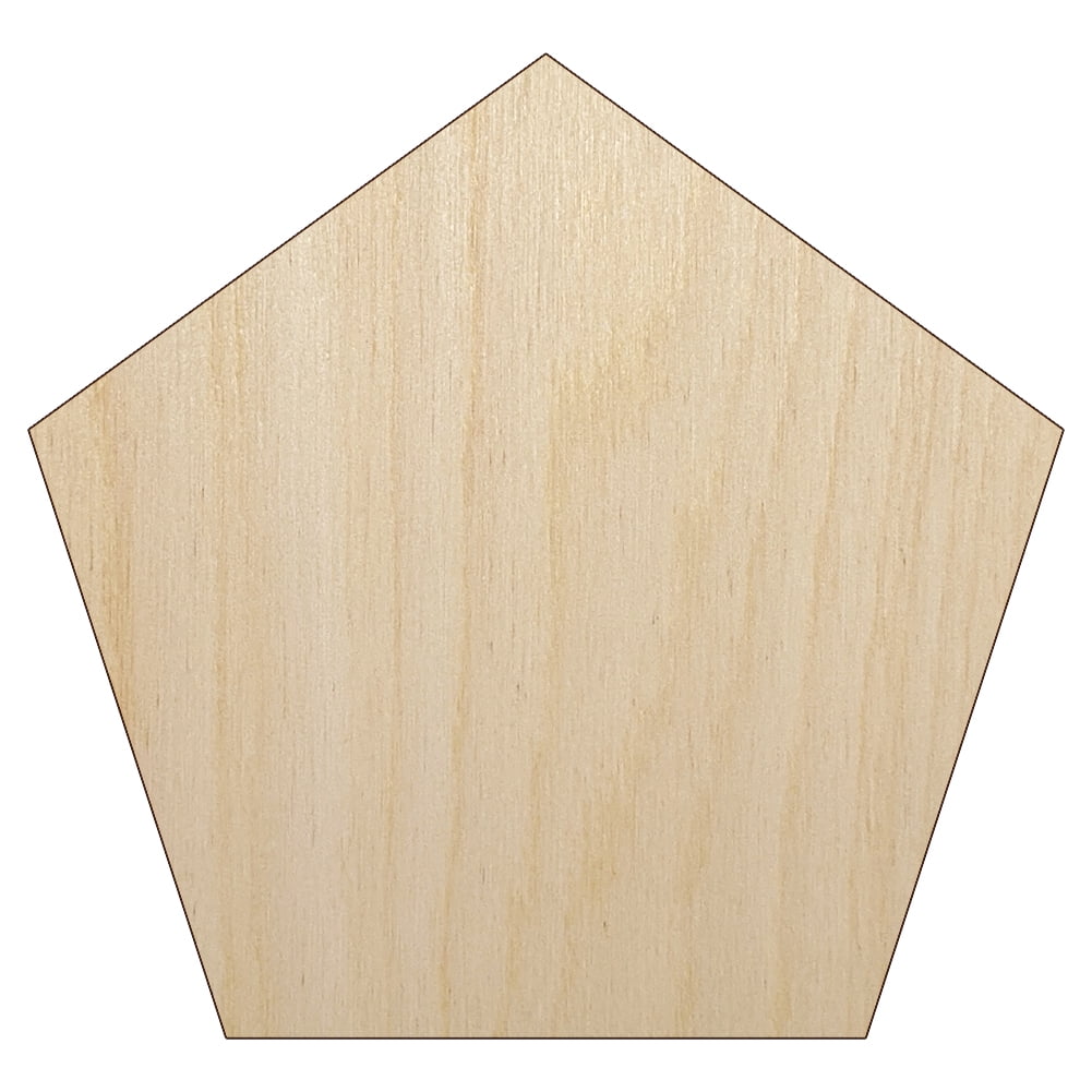 Pentagon Solid Wood Shape Unfinished Piece Cutout Craft DIY Projects 6.25 Inch Size 1/8 Inch