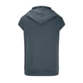 thumbnail image 4 of Cap Sleeve Hoodies for Men with Front Pocket Pullover Slim T-Shirts Mens Casual Solid Color Comfort Going-Out Streetwear Tees Tops, 4 of 5