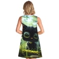 thumbnail image 2 of Bixox Cute Big-Eyed Black Cat Print Women's Sleeveless A-Line Dress with Pockets, Casual Knee-Length Tank Dress for Summer-Large, 2 of 7