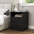 thumbnail image 2 of 2 Drawer Bedroom Nightstand with Open Shelves, Black Bedside Table, 2 of 10