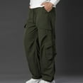 thumbnail image 4 of Kalauyu Men's Baggy Cargo Pants Elastic Waist Drawstring Cargo Pants Casual Joggers Hiking Pants with Pockets, 4 of 9