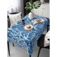 thumbnail image 6 of Navy Blue Coral Coastal Table Cloth, Ocean Nautical Seaside Beach Waterproof Tablecloth for Rectangle Tables, Reusable Washable Fabric Table Cover for Restaurant Kitchen Dining Tables 54"x108", 6 of 6