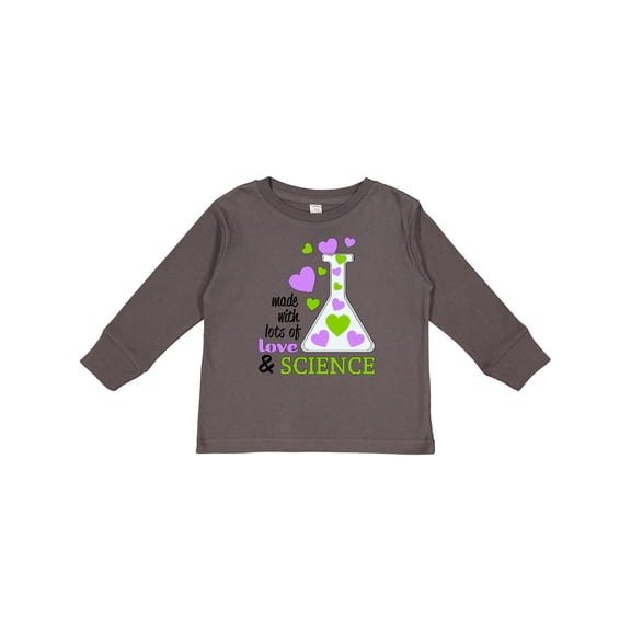 Inktastic Made with Lots of Love and Science Heart Bubbles in a Beaker Boys or Girls Long Sleeve Toddler T-Shirt