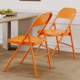 thumbnail image 5 of EastVita Set of 2 Folding Chairs,PU Upholstered Foldable Metal Frame,Portable Beige Folding Chairs,Hold Up to 350 lbs,Orange, 5 of 8