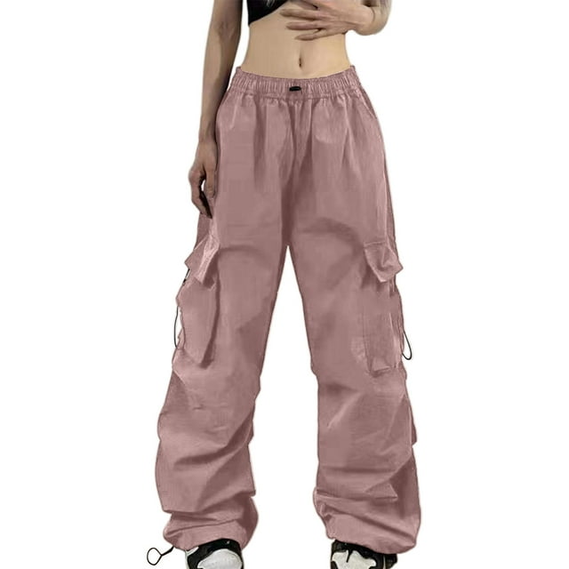 Cargo Pants for Women Elastic Waist Drawstring Hiking Pants with Pockets