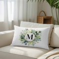 thumbnail image 6 of Letter M Throw Pillow Covers Alphabet Green Eucalyptus Leaves Plant Simple Decorative Lumbar Pillow Cover Rectangle Cushion Case for Sofa Couch Bed Living Room Bedroom 20 X 36 Inches, 6 of 9