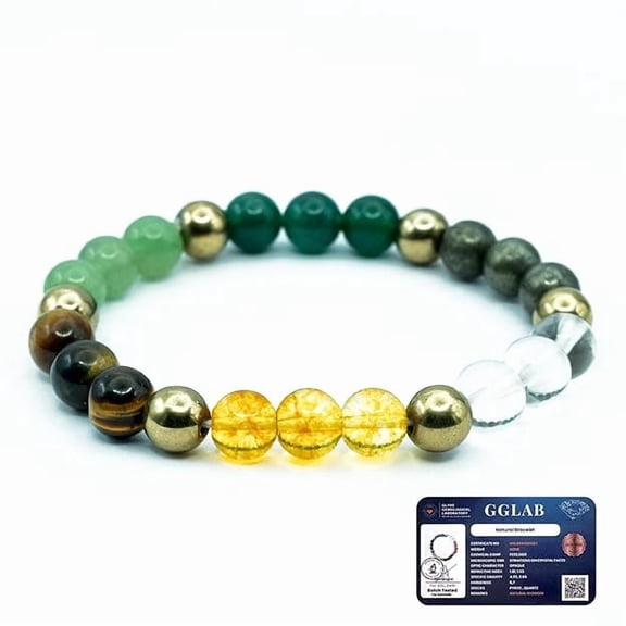 Dhan Yog Bracelet | Attracts Wealth & Financial Prosperity | Pyrite, Citrine, & Aventurine bracelet | Astrology Dhanyog Bracelet for Men & Women | Certificate of Authenticity