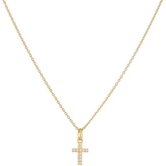 Cross Pendant Necklace with Pink CZ 18K Gold Plated Adjustable Jewelry for Women - Malibu Sunday
