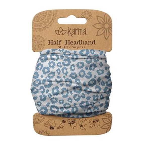 Diadema Karma Blue Leopard para mujer - Mediana - Diadema de tela y pañuelo elástico para el cabello - Azul