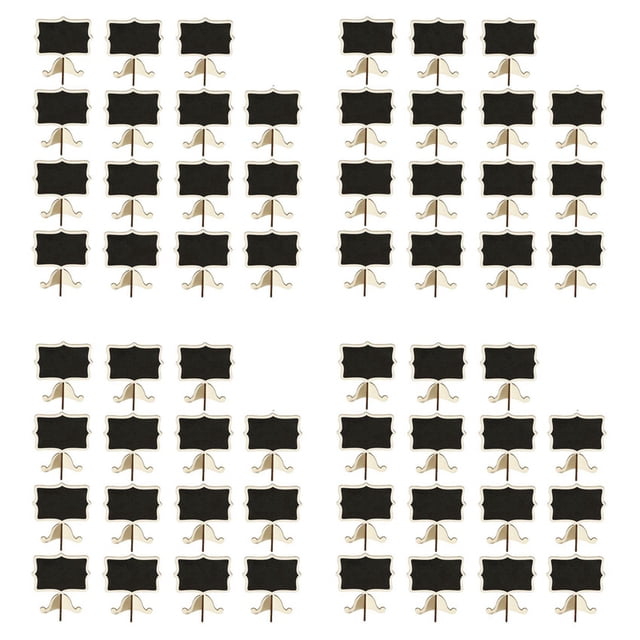Paquete 60 Mini Pizarras Tarjetas de Lugar con Soporte Caballete,RectáNgulos de Madera PequeñOs Carteles de Pizarra para Bodas, NúMeros de Mesa,DecoracióN de Carteles de Alimentos
