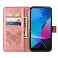 thumbnail image 6 of SaniMore Case for Motorola Moto G Power 2023 (6.5"), PU Leather Skin with Luxury Embossed Butterfly [Wrist Strap & Card Slots & Flip Kickstand] Full-body Shockproof Business Wallet Cover, Rosegold, 6 of 7