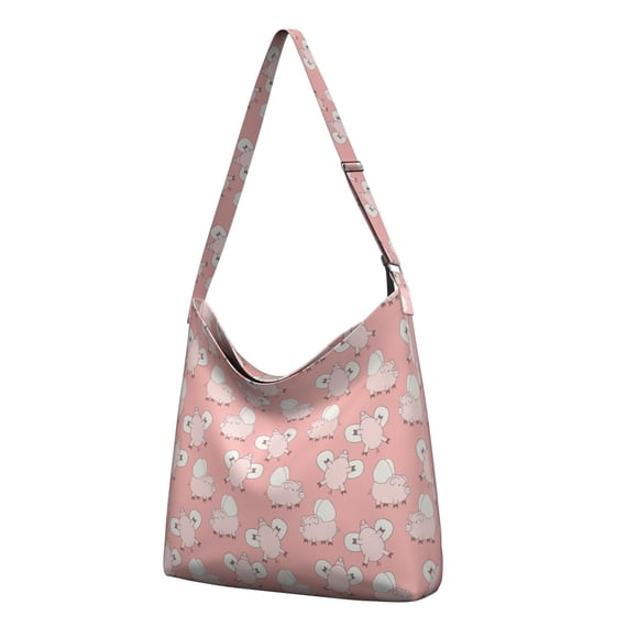 Sac Fourre-Tout en Toile Cochon de Ferme Drôle – Imprimé Dessin Animé Mignon avec Motif Floral et Abstrait Aquarelle, Artistique et Écologique